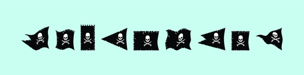 pirate flag with white skull icon. isolated vector illustration on blue