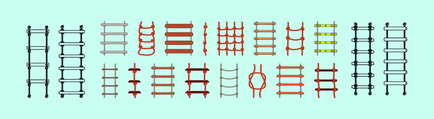 set of rope ladder with various model. vector illustration on blue background
