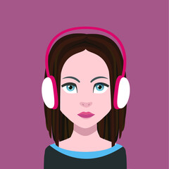 Avatar face with hair and eyebrow - Vector