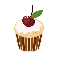 Sweet cupcake dessert. Vector isolated on white