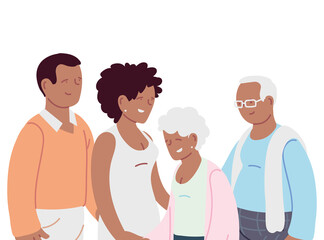 Obraz premium Grandmother grandfather daughter and son vector design