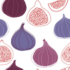 Seamless vector pattern with figs on a white background.