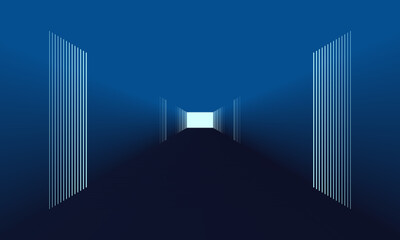 abstract blue tunnel