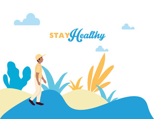 Man walking at park vector design