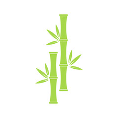 Icon of bamboo tree with leaves. Vector symbol, logo in green colour.