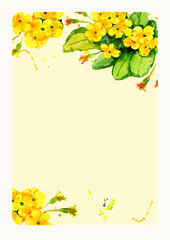 yellow flowers watercolor, petuniya, blank for wedding