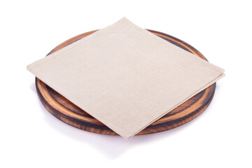 pizza cutting wooden board  and napkin