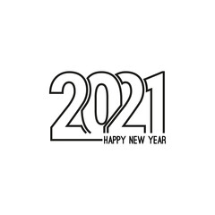 Happy new year 2021 template text design. Vector banner for flyer, brochure, booklet, greeting card.