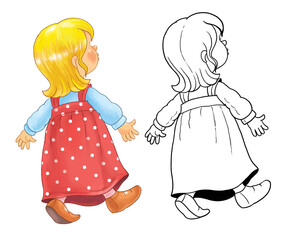 Goldilocks and the three bears. Fairy tale.  Cute and funny cartoon characters isolated on white background