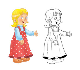 Goldilocks and the three bears. Fairy tale.  Cute and funny cartoon characters isolated on white background