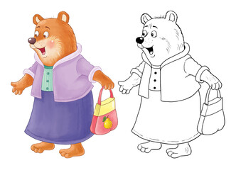 Goldilocks and the three bears. Fairy tale.  Cute and funny cartoon characters isolated on white background