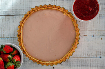 Massa e recheio de cheesecake