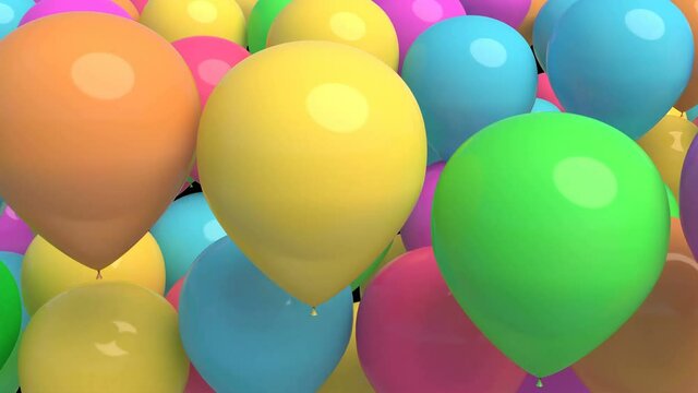Colorful balloons on black 4k
