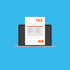 Tax document in your laptop. Vector eps10