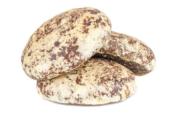 Pile of three gingerbread cookies isolated on a white background