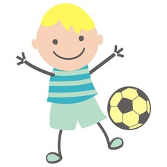 boy and soccer ball, vector illustration