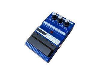 Isolated octave stompbox electric guitar effect for studio and stage performed on white background with clipping path. side view photo. music concept.