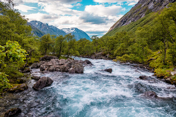 Fototapeta na wymiar cold mountain river in Norway