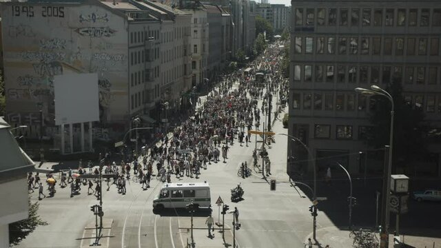 Aerial View of Anti Corona Demonstration March in Berlin August 2020