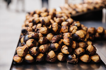 chestnuts on the counter at a market in Istanbul