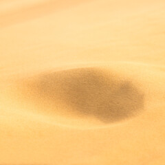 Yellow sand in the arab desert. Close-up.