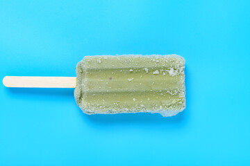 top view fresh mung bean popsicle on a blue background
