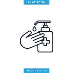 Hand sanitizer icon vector design template. Editable stroke