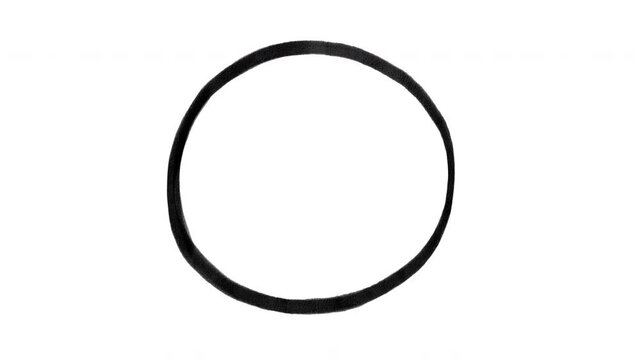 Hand drawn circle on a white background, frame by frame animation