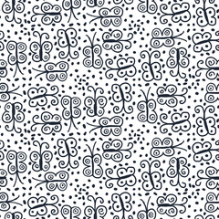 Seamless pattern with dots, butterflies in a tiled arrangement. Design for backdrops with sea, rivers or water texture.