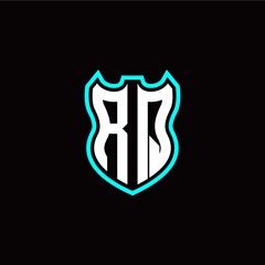 R Q initial logo design with shield shape