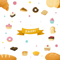 Sweet and bakery hand draw icon set 
