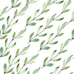 Watercolor pattern with geen leaves © Анастасия Якушева