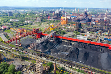 Panorama of a metallurgical plant and an industrial zone. View from above