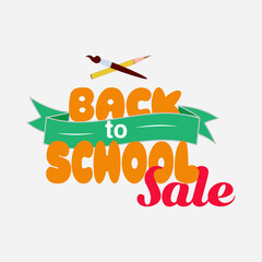 The concept of a poster for a school sale. Colored banner that says back to school sale. Vector illustration.