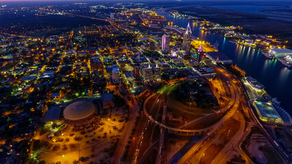 Downtown Mobile, Alabama at night 