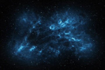 Blue abstract nebula background texture with stars in the cosmos. Digital illustration