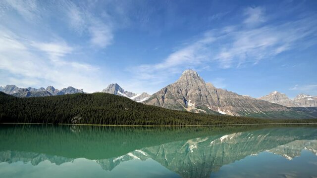 Time-Lapse of Clouds over Mt Chephren at Waterfowl Lakes in Banff National Park, Alberta, Canada