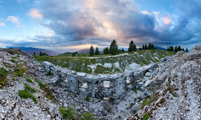 The Habsburg fortress in Dosso delle Somme. Folgaria, Alpe Cimbra, Trento province, Trentino...