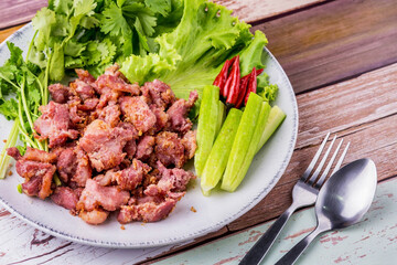 Fried fermented pork ribs tasty street food