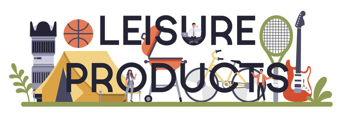 Leisure product production typographic header. Art and entertainment