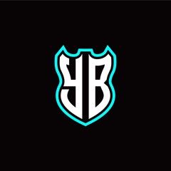 Y B initial logo design with shield shape