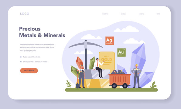 Precios metal and minerals industry web banner or landing page