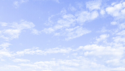 Beautiful image of pastel colorful of blue sky and violet clouds in the morning in spring season.