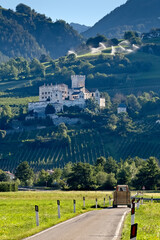 Coira Castle (Churburg) and the rural area of Sluderno. Venosta Valley, Bolzano province, Trentino Alto-Adige, Italy, Europe.