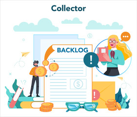 Debt collector concept. Pursuing payment of debt owed by person