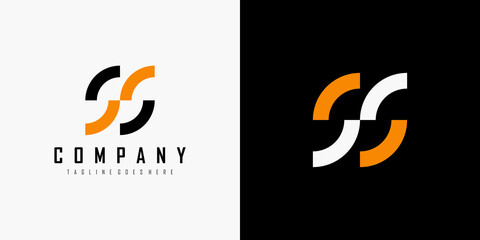 Abstract Initial Letter SS Logo. Black and Orange Radial Line Double S Letter isolated on Double Background. Usable for Business, Technology and Branding Logo. Flat Vector Logo Design Template Element - obrazy, fototapety, plakaty