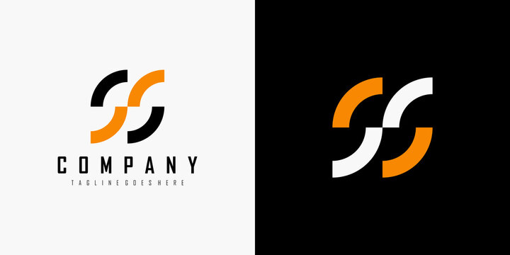 Abstract Initial Letter SS Logo. Black and Orange Radial Line Double S Letter isolated on Double Background. Usable for Business, Technology and Branding Logo. Flat Vector Logo Design Template Element
