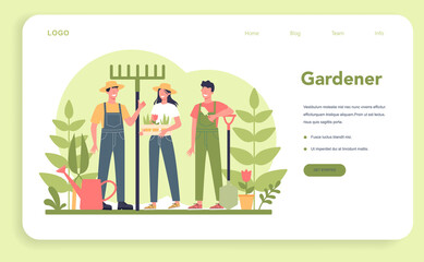 Gardening web banner or landing page. Idea of horticultural designer
