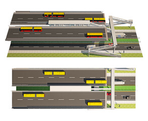 part of a two-level road with an elevated walkway
