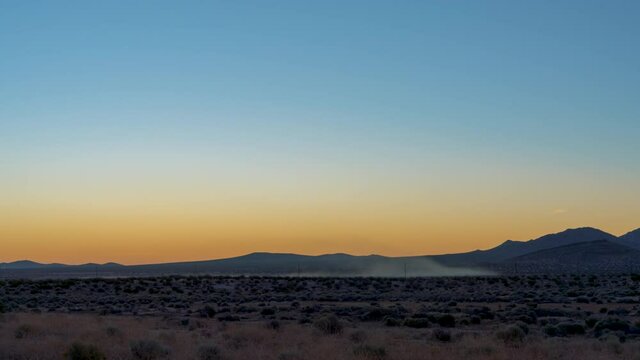 Sunrise over mountains in the mojave desert